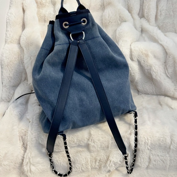 CHANEL Denim Sequin Drawstring Backpack - Picture 4 of 11